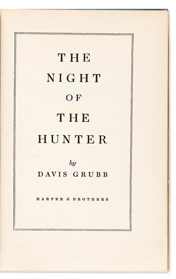 Grubb, Davis (1919-1980) The Night of the Hunter, Signed First Edition.